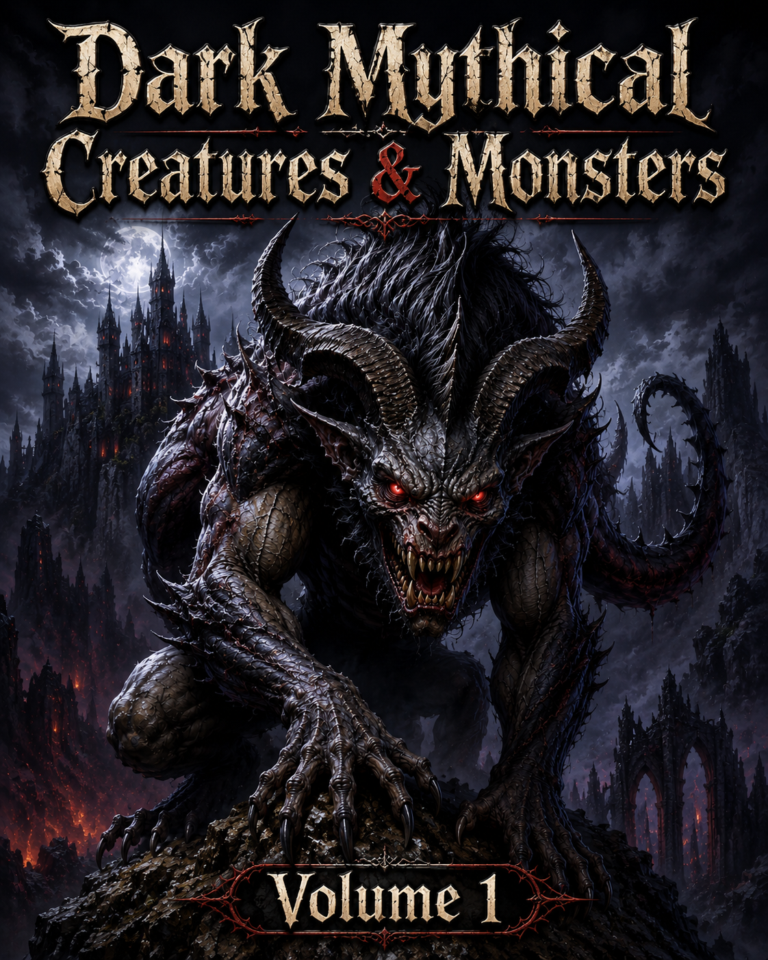 Dark Mythical Creatures and Monsters Volume 1 coloring book cover
