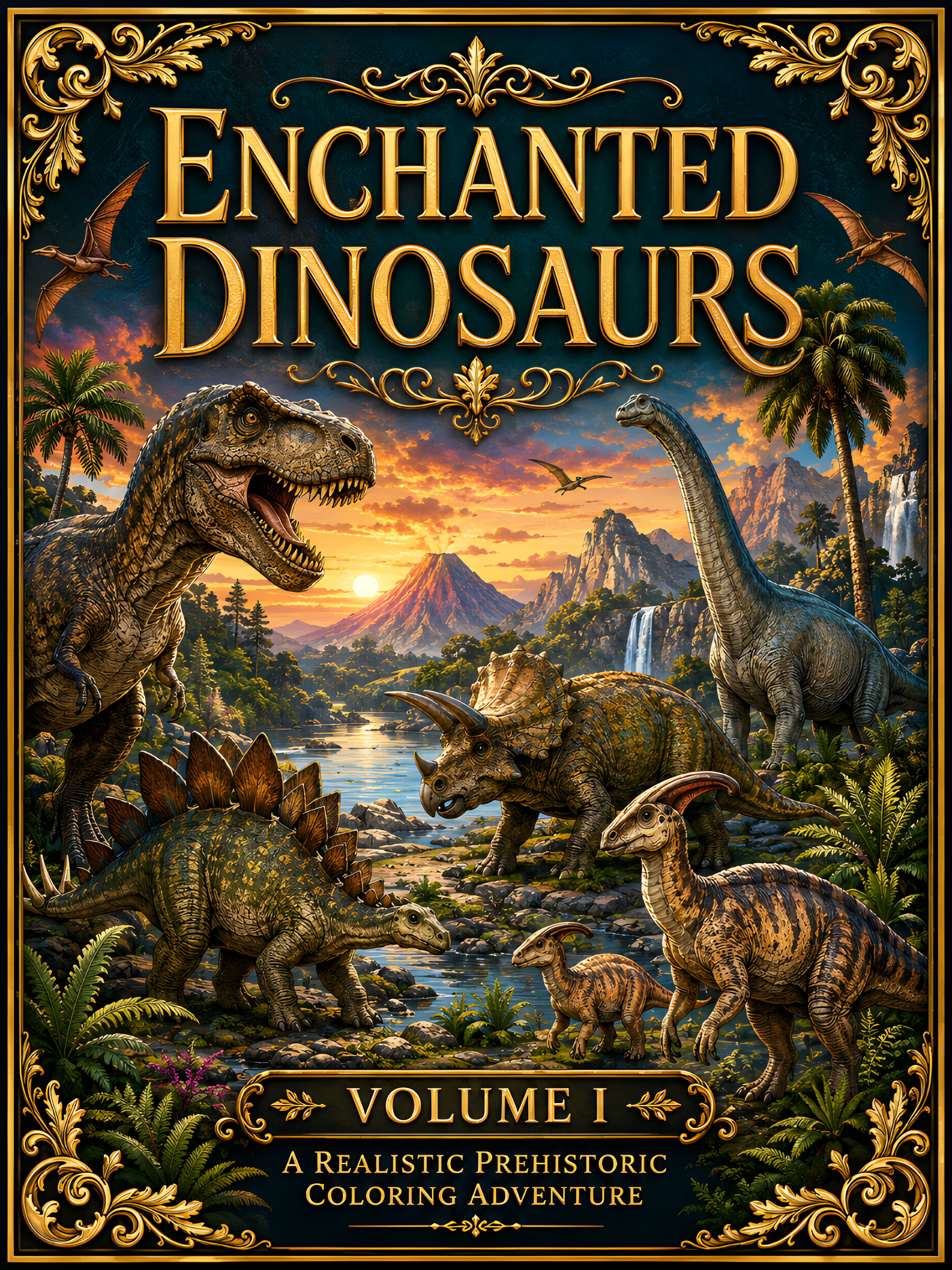 Enchanted Dinosaurs Volume 1 coloring book cover